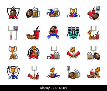 Bündel von Ernährung und Sport Set Symbole Stock Vektor