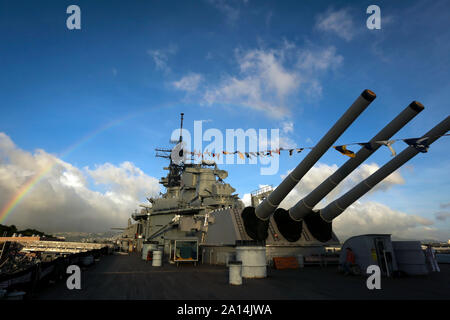 Schlachtschiff Missouri Memorial am Joint Base Pearl Harbor-Hickam, Hawaii. Stockfoto