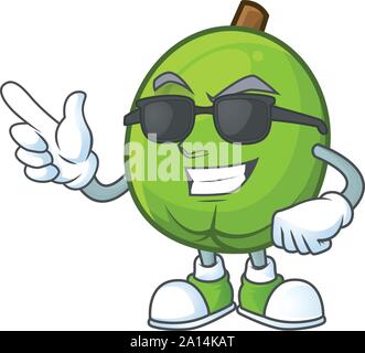 Super coole Frische casimiroa Maskottchen auf weißem Hintergrund. Stock Vektor