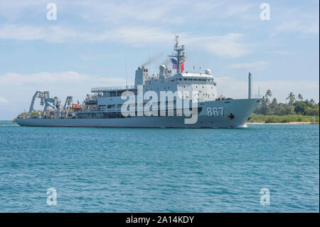 Die Volksbefreiungsarmee (Navy) u-boot Rettung Schiff Chang Dao in Pearl Harbor, Hawaii. Stockfoto