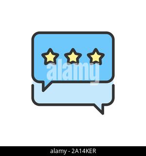 Vektor Stern in Chats, beste Wahl, positives Feedback flachbild Color Line Symbol. Stock Vektor