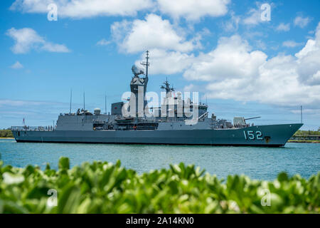 Der Royal Australian Navy Anzac-Klasse Fregatte HMAS Warramunga. Stockfoto