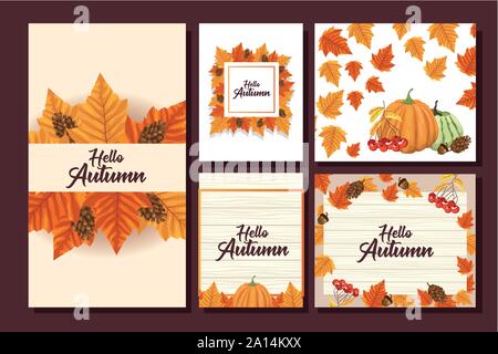 Bündel von Hello Herbst frames Stock Vektor