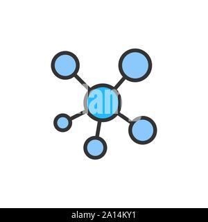 Vektor Netzwerk, Hub Verbindung flat Color Line Symbol. Stock Vektor