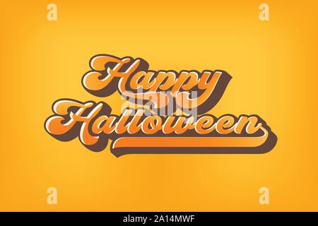 Happy Halloween Grußkarten 80 s Kalligraphie. Halloween Banner oder Poster. Alte Schule vektor Schriftzug. Stock Vektor