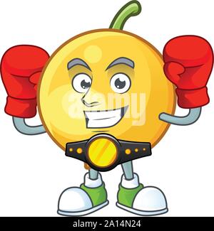 Boxing mundu Obst Maskottchen auf weißem Hintergrund. Stock Vektor