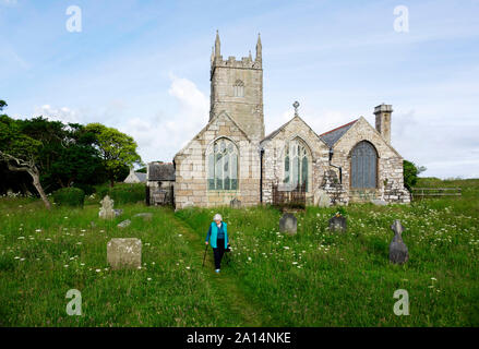 Von St Uny Church, Lelant, in der Nähe von St Ives, Cornwall, Großbritannien Stockfoto