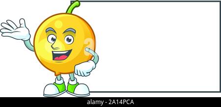 Mit board mundu Obst Maskottchen auf weißem Hintergrund. Stock Vektor