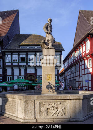 Till Eulenspiegel Brunnen am Marktplatz, Einbeck, Niedersachsen, Deutschland, Europa Stockfoto