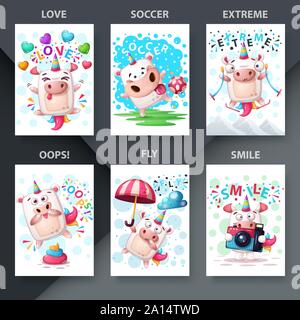 Set Tiere Illustration, Cartoon magic Unicorn Stock Vektor