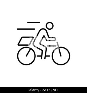Fahrrad Courier delivery man mit Paketbox auf der Rückseite Geschäftsleute Symbol einfache Linie flache Abbildung. Stock Vektor