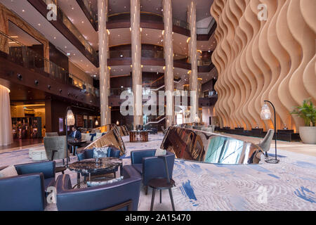 Lobby Grand Hyatt Hotel und Residenzen in Abu Dhabi, Vereinigte Arabische Emirate Stockfoto