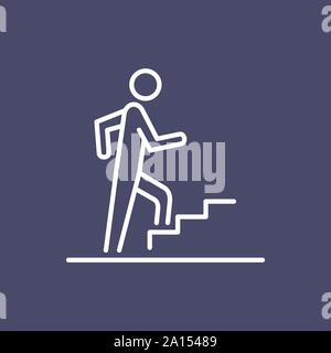 Man Klettern auf der Treppe Schritte Symbol Geschäftsleute Symbol einfache Linie flache Abbildung. Stock Vektor