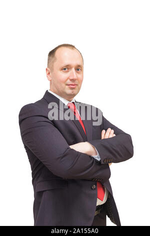 Porträt von einem schönen Lächeln, Geschäftsmann, auf weißem Hintergrund. Stockfoto