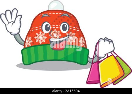 Shopping Winter Hut in das Maskottchen Form Stock Vektor