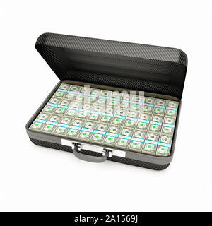 Aktentasche voller US-Dollar-Scheine, Wirtschaft, Finanzen, Geldwäsche Stockfoto