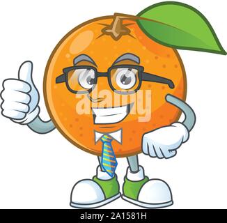 Geschäftsmann Sweet Orange cartoon Maskottchen für Saft Stock Vektor