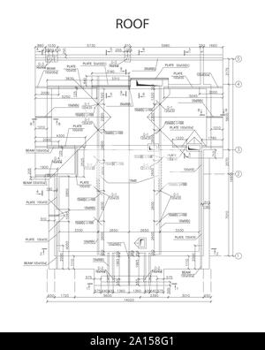 Detaillierte architektonischen Plan der Dachbalken und Platten, Vektor Stock Vektor