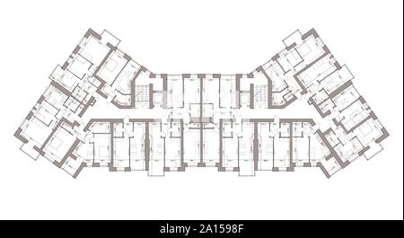 Detaillierte architektonische Grundriss, Wohnung Layout, Blaupause. Vector Illustration Stock Vektor