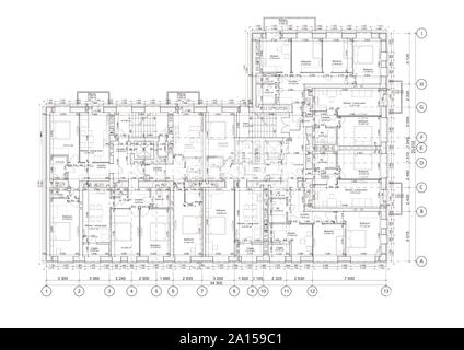 Detaillierte architektonische Grundriss, Wohnung Layout, Blaupause. Vector Illustration Stock Vektor