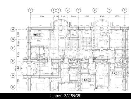 Detaillierte architektonische Grundriss, Wohnung Layout, Blaupause. Vector Illustration Stock Vektor