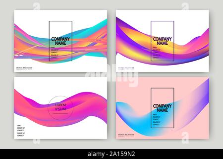 Fließenden Formen isoliert. Wellenförmige Flüssigkeit auf weißem Hintergrund. Helles Neon abstrakten Hintergrund Konzept. Trendigen Farbverlauf wellen Design Template vector Poster Stock Vektor