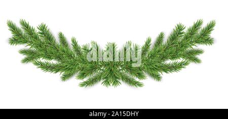Weihnachten und neues Jahr realistisch Girlande aus Tannenzweigen. Vector Illustration Stock Vektor