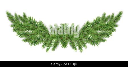 Weihnachten und neues Jahr realistisch Girlande aus Tannenzweigen. Vector Illustration Stock Vektor