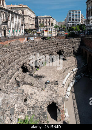 Römische Amphitheater Piazza Stesicoro Catania Sizilien Stockfoto