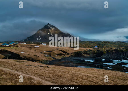 Island, Snaefellsjokull-Nationalpark, Hellnar, Smelliness Halbinsel am frühen Morgen Stockfoto