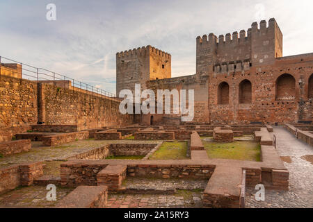 Alcazaba Ruinen am Alhambra, Granada, Spanien Stockfoto