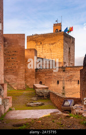 Alcazaba Ruinen am Alhambra, Granada, Spanien Stockfoto