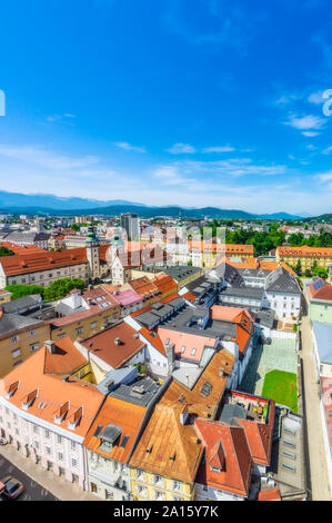 Österreich, Kärnten, Klagenfurt am Wörthersee, hohen Winkel der Altstadt Stockfoto