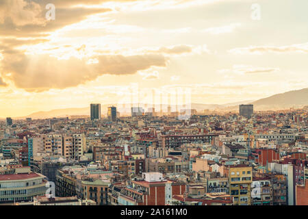 Stadtbild von Barcelona von der Sagrada Familia, Spanien gesehen Stockfoto