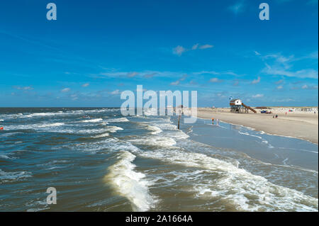 Deutschland, Schleswig-Holstein, Sankt Peter-Ording, Wind und Flut an der Nordsee Stockfoto