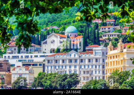 Wohngebäude in Opatija Stadt Stockfoto