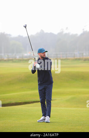 Fife, Schottland, Großbritannien. 24 Sep, 2019. Justin Timberlake Praktiken an der Dunhill Cup St Andrews Old Course, Fife, Schottland, UK, Dienstag, 24. September 2019, Quelle: Derek Allan/Alamy leben Nachrichten Stockfoto