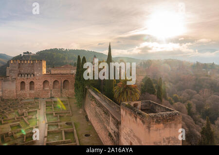 Alcazaba Ruinen am Alhambra, Granada, Spanien Stockfoto