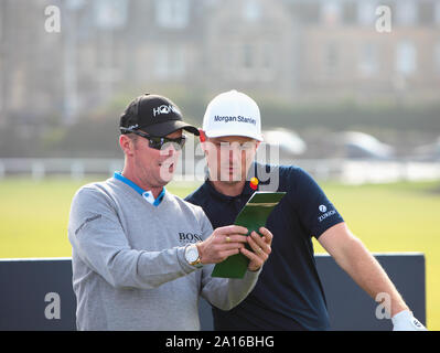 Fife, Schottland, Großbritannien. 24 Sep, 2019. Justin Rose Praxis an der Old Course in St Andrews, Dienstag 24. September 2019 Quelle: Derek Allan/Alamy leben Nachrichten Stockfoto