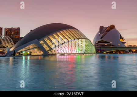 Stadt der Künste und Wissenschaften oder Ciudad de las Artes y las Ciencias, Valencia, Comunidad Valenciana, Spanien Stockfoto