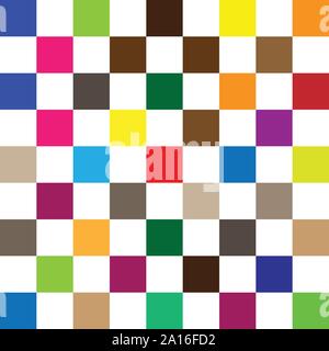 Nahtlose zufällige Plätze, Mosaikfliesen pixelated, Pixel bunte pulsierende, lebendige Hintergrund/Muster. Blöcke wiederholbaren Muster. Checker, kariert gr Stock Vektor