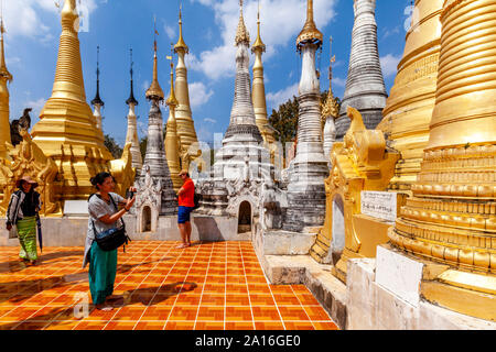 Shwe Inn Thein Paya, Indein, Inle Lake, Myanmar. Stockfoto