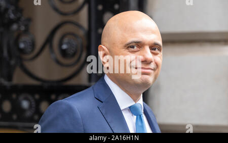 London UK 24. Sept. 2019 Sajid Javid MP PC Schatzkanzler in Downing Street Credit Ian DavidsonAlamy leben Nachrichten Stockfoto