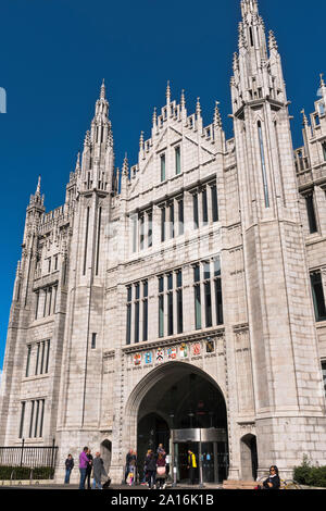 Dh-Hauptquartier des Rates Marischal College in Aberdeen ABERDEEN Eingang zu gotischen Gebäude aus Granit Schottland Stadt Stockfoto