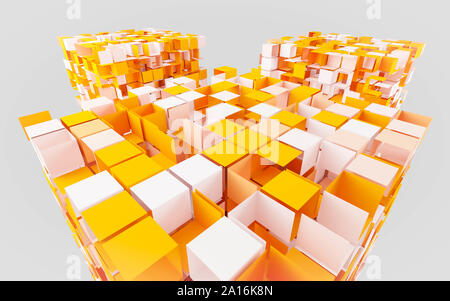 Abstrakte orange und white cubes Auflösung 3D-Rendering Stockfoto