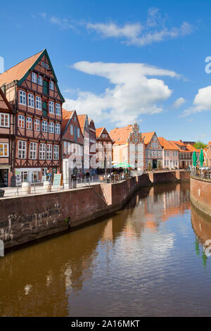 Fachwerkhäuser in der alten Hansestadt Hafen, Stade, Niedersachsen, Deutschland, Europa Stockfoto