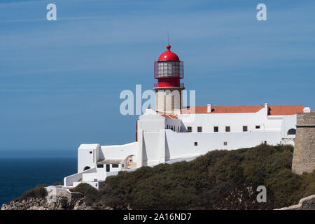 Kap St. Vincent Leuchtturm, der südwestlichste Punkt von Portugal und des kontinentalen Europa Stockfoto