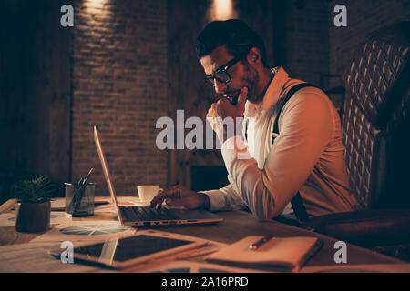 Profil Seitenansicht General Manager banker Millionaire style Stylus-stiften Stockfoto