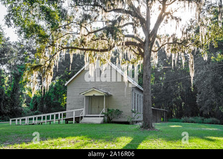 Alte methodistische Kirche, Columbia City neue Mt. Zion UMC, in Columbia City, Florida. Stockfoto