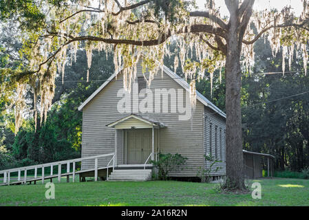 Alte methodistische Kirche, Columbia City neue Mt. Zion UMC, in Columbia City, Florida. Stockfoto